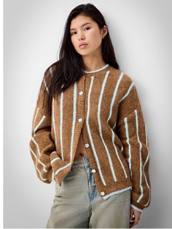 Icone Sweaters - Vertical stripe wool-blend cardigan